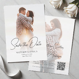スクリプモダントシンプル2写真結婚のQRコード セーブザデート
