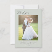 スクリプモダントシンプル2枚の写真は緑結婚の サンキューカード (正面)