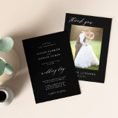 スクリプモダントシンプル2枚の写真結婚黒 サンキューカード