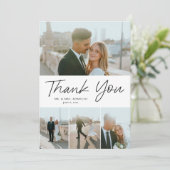 スクリプモダントシンプル4写真結婚の サンキューカード (スタンド正面)