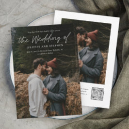 スクリプモダントシンプルQRコード写真結婚の 招待状