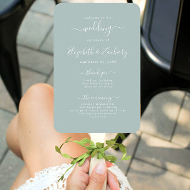 スクリプモダントシーガラスグリーン結婚式 プログラム ハンドファン