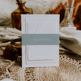 スクリプモダントシーガラスブルーグリーン結婚ズ 招待状ベリーバンド