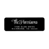 スクリプモダントスタイリッシュブラック差出人住所 ラベル (正面)