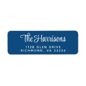 スクリプモダントスタイリッシュブルー差出人住所 ラベル (正面)