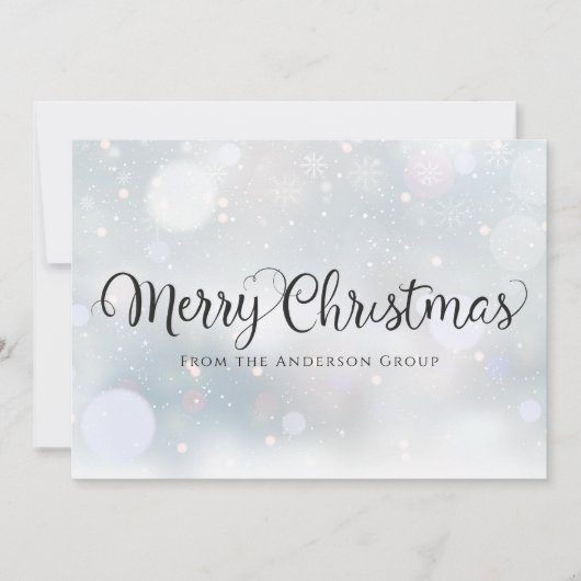 スクリプモダントスノーフレークスオフィスホリデーカード シーズンカード (正面)
