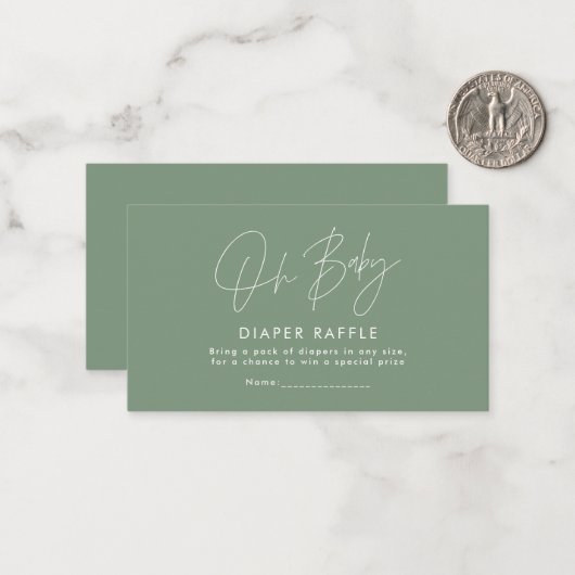 スクリプモダントセージ緑の赤ちゃんシャワーおむつ ノートカード (正面/裏面インサイチュ)