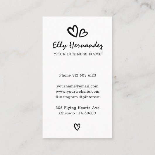 スクリプモダントタイプライターハート黒縦線 名刺 (裏面)