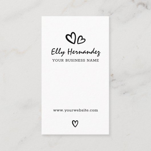 スクリプモダントタイプライターハート黒縦線 名刺 (正面)