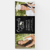 スクリプモダントタイポグラフィおめでとうGRADフォトブラック 横断幕 (縦)