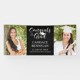 スクリプモダントタイポグラフィおめでとうGRADフォトブラック 横断幕