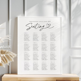 スクリプモダントタイポグラフィの結婚シーティングチャート ポスター