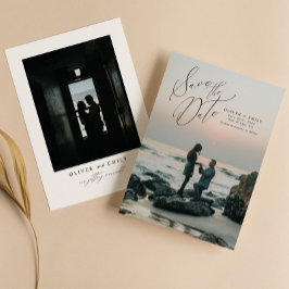 スクリプモダントタイポグラフィウェディング日付の保存 招待状