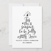 スクリプモダントタイポグラフィクリスマスツリー写真 シーズンカード (正面)