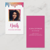 スクリプモダントタイポグラフィグリッターDrips写真 名刺 (正面/裏面)