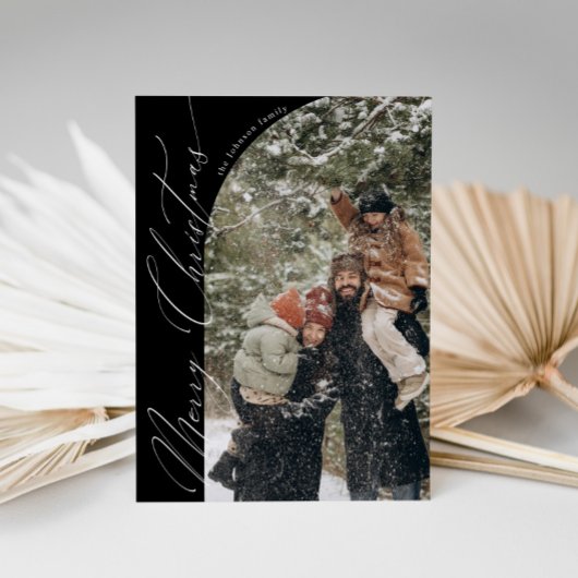 スクリプモダントタイポグラフィハーフアーチフォトクリスマス シーズンカード