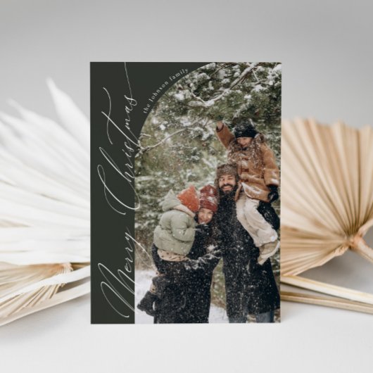 スクリプモダントタイポグラフィハーフアーチフォトクリスマス シーズンカード