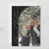 スクリプモダントタイポグラフィハーフアーチフォトクリスマス シーズンカード (正面)