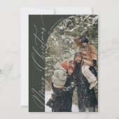 スクリプモダントタイポグラフィハーフアーチフォトクリスマス シーズンカード (正面)