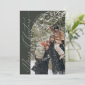 スクリプモダントタイポグラフィハーフアーチフォトクリスマス シーズンカード (スタンド正面)