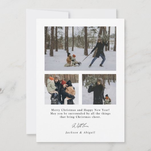 スクリプモダントタイポグラフィハーフアーチフォトクリスマス シーズンカード (裏面)