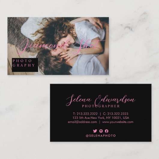 スクリプモダントタイポグラフィモノクロ写真 名刺 (正面/裏面)