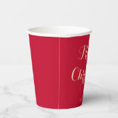 スクリプモダントタイポグラフィレッドメリークリスマス 紙コップ (右)
