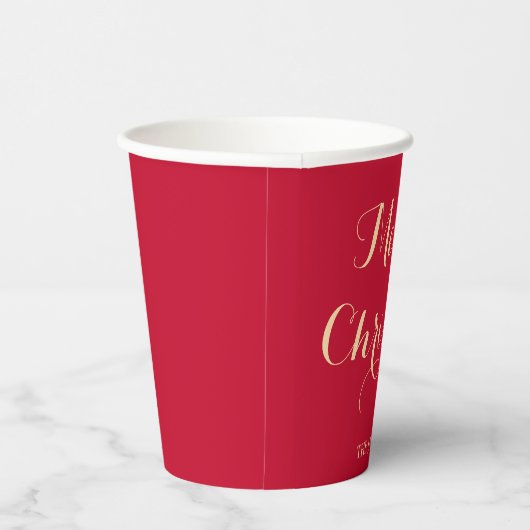 スクリプモダントタイポグラフィレッドメリークリスマス 紙コップ (右)