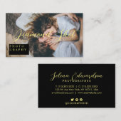 スクリプモダントタイポグラフィ黄色と黒の写真 名刺 (正面/裏面)