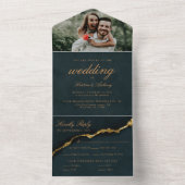 スクリプモダントターコイズア結婚ガートの合計 オールインワン招待状 (内側)