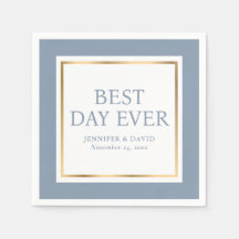 スクリプモダントダスティブルー金ゴールドのナ結婚プキン