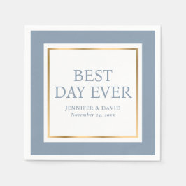 スクリプモダントダスティブルー金ゴールドのナ結婚プキン スタンダードカクテルナプキン