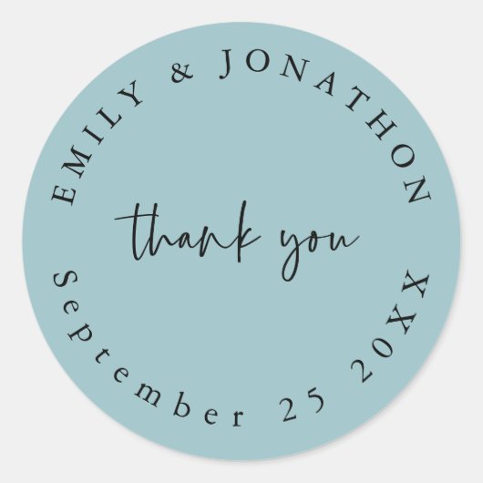 スクリプモダントティール（緑がかった色）感謝の名Date結婚's ラウンドシール (正面)