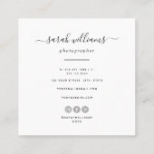 スクリプモダントトレンディータイポグラフィ写真家 スクエア名刺 (裏面)