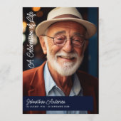 スクリプモダントネイビーブルー&ホワイト葬儀/メモリアル プログラム (正面)