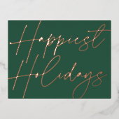 スクリプモダントハッピーホリデイズビジネスバラ金ゴールド 箔シーズンポストカード (正面)