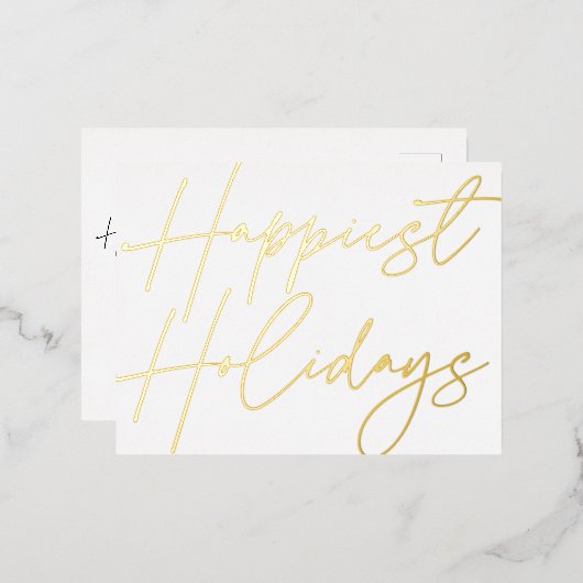 スクリプモダントハッピーホリデイズビジネス金ゴールド 箔シーズンポストカード (正面/裏面)