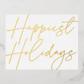 スクリプモダントハッピーホリデイズビジネス金ゴールド 箔シーズンポストカード (正面)