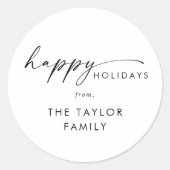 スクリプモダントハッピーホリデイズホリデーギフト ラウンドシール (正面)