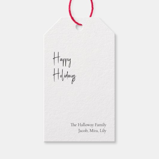 スクリプモダントハッピーホリデーズファミリーギフトラベル ギフトタグ (正面)