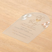 スクリプモダントハートバルーン中性ベビーシャワー アクリル招待状 (レイダウン)