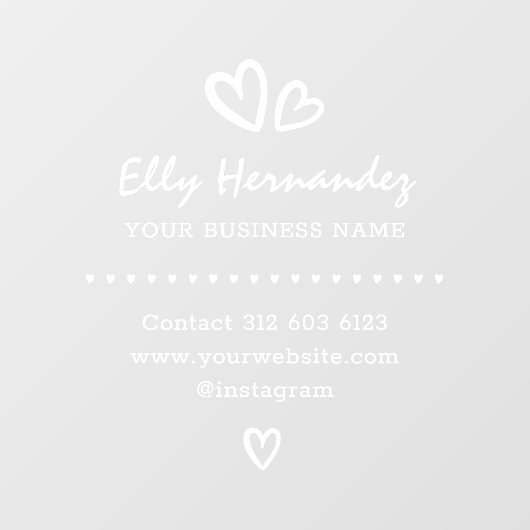 スクリプモダントハートロゴホワイトビジネスストアフロント ウィンドウサイン (シート)