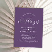 スクリプモダントハート紫QRコードフォト結婚ズ 招待状