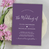 スクリプモダントハート紫QRコードフォト結婚ズ 招待状