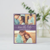 スクリプモダントハート3 Photo Purple日付の保存 案内ポストカード (スタンド正面)