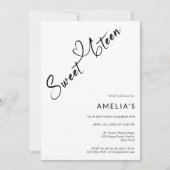 スクリプモダントハートSweet sixteen16誕生日 招待状 (正面)