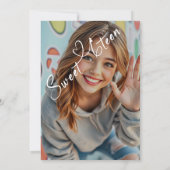 スクリプモダントハートSweet sixteen16誕生日 招待状 (裏面)