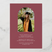 スクリプモダントバラピンク卒業アーチ写真 箔招待状 (裏面)