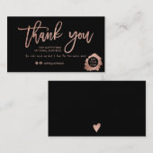 スクリプモダントバラ金ゴールドフォイル黒い順序感謝していユー 名刺 (正面/裏面)
