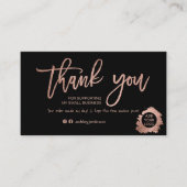 スクリプモダントバラ金ゴールドフォイル黒い順序感謝していユー 名刺 (正面)